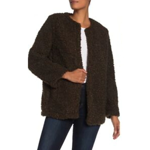 Max Studio Loden Green Faux Fur Teddy 